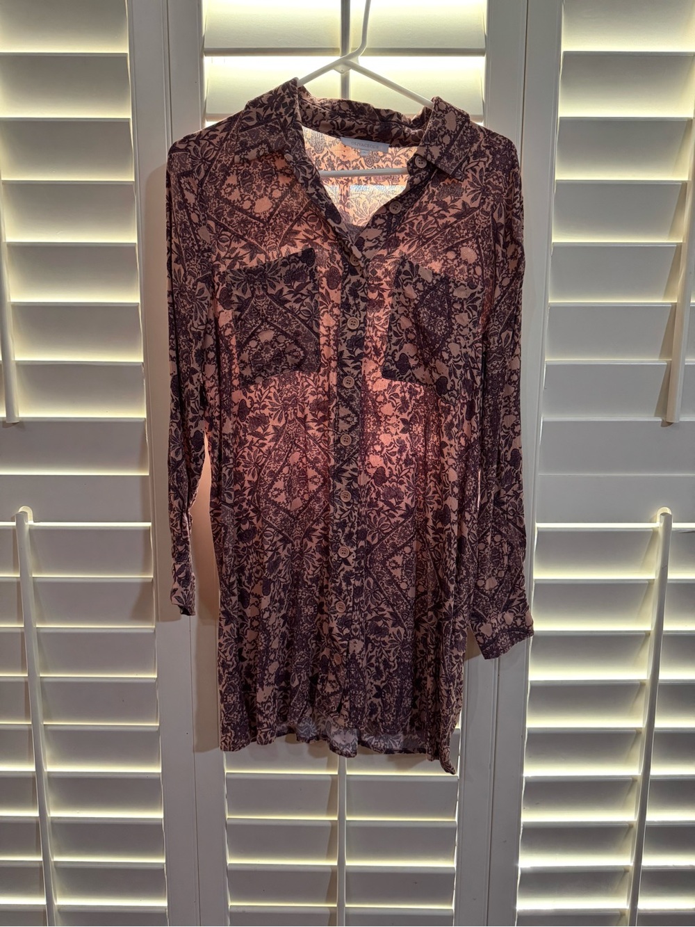 Olivaceous Pink and Black Printed Shirt Dress